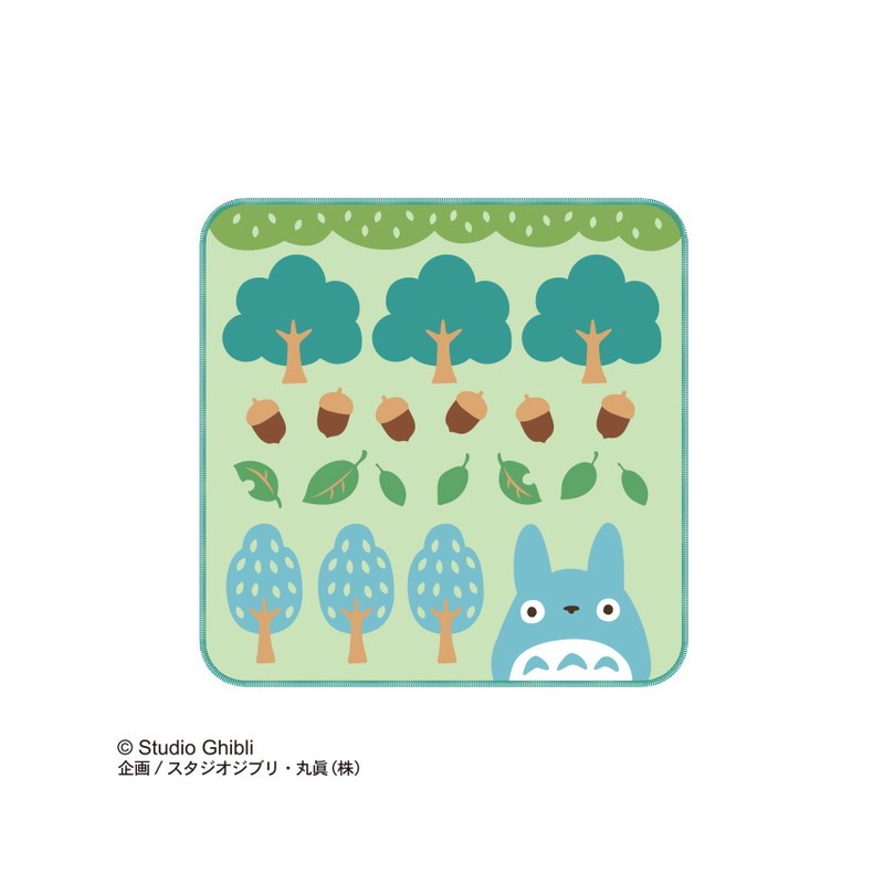 MINI SERVIETTE TOTORO BLEU ARBRES ET NOISETTES 25X25 CM - MON VOISIN