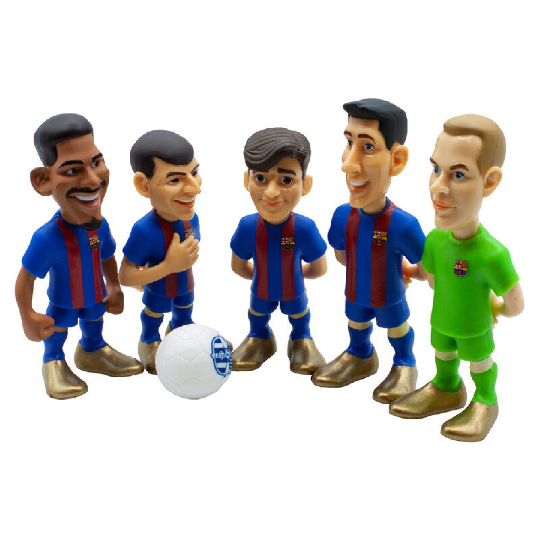 Minix - Football Stars - Pack de 5 FC Barcelone - Figurines PVC 7 cm - flash vidéo