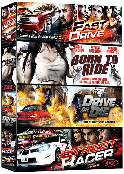 Grosses cylindrées - Coffret 4 films : Fast Drive + Born to Ride + Drive or Die + Street Racer [DVD]