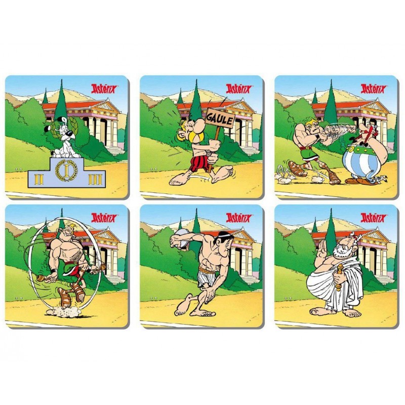 OLYMPIC GAMES 6 SQUARE COASTERS SET ASTERIX