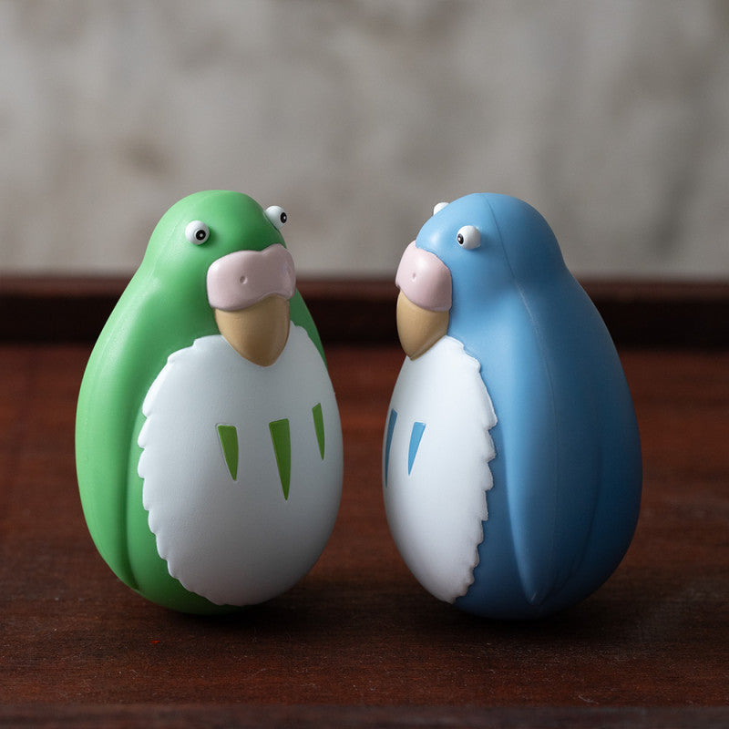 PACK 2 FIGURINES ROLY-POLY PERRUCHES BLEU & VERT - LE GARÇON ET LE HÉ
