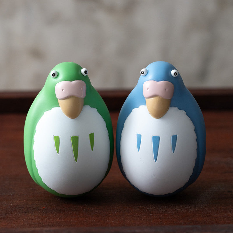 PACK 2 FIGURINES ROLY-POLY PERRUCHES BLEU & VERT - LE GARÇON ET LE HÉ