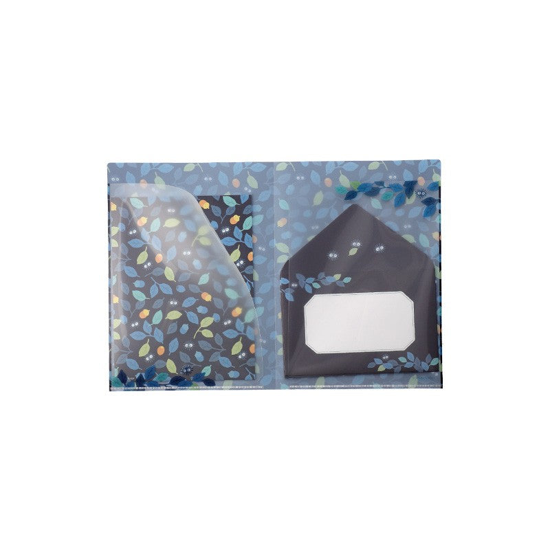 PAPIER À LETTRES ET CHEMISE NOIRAUDES FEUILLAGE - MON VOISIN TOTORO