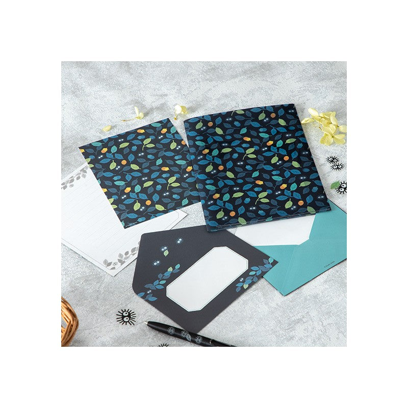PAPIER À LETTRES ET CHEMISE NOIRAUDES FEUILLAGE - MON VOISIN TOTORO
