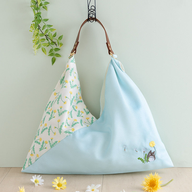 SAC AZUMA EN TISSU TOTORO AVEC BRODERIE PISSENLIT - MON VOISIN TOTORO