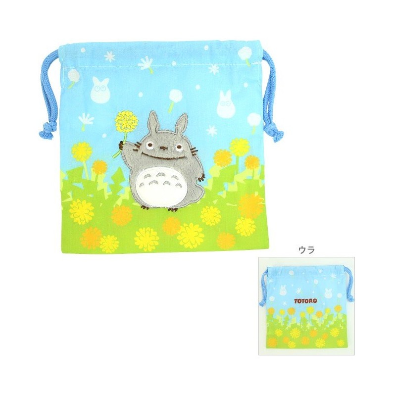SACOCHE À CORDON TOTORO FLEURS 20 X 19 CM - MON VOISIN TOTORO