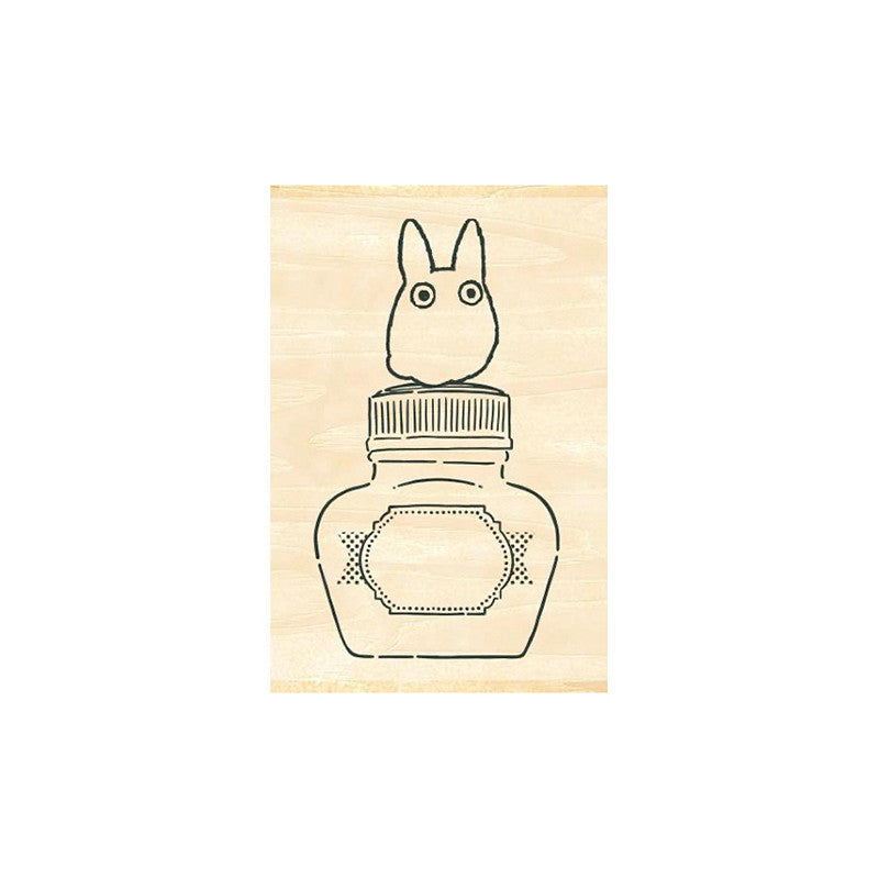 TAMPON EN BOIS TOTORO BLANC & BOUTEILLE D'ENCRE - MON VOISIN TOTORO