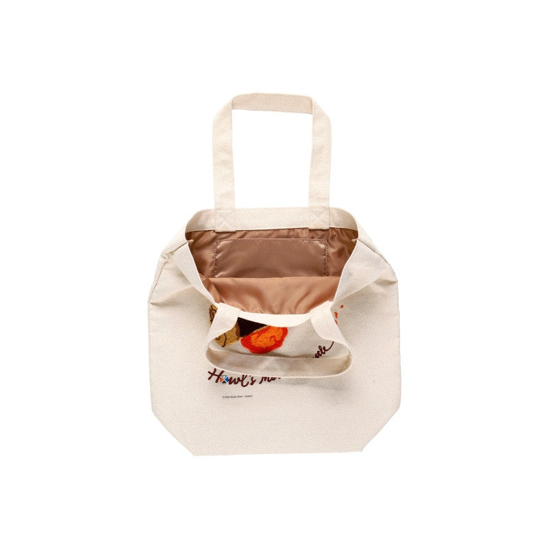 TOTE BAG BRODÉ CALCIFER - LE CHÂTEAU AMBULANT