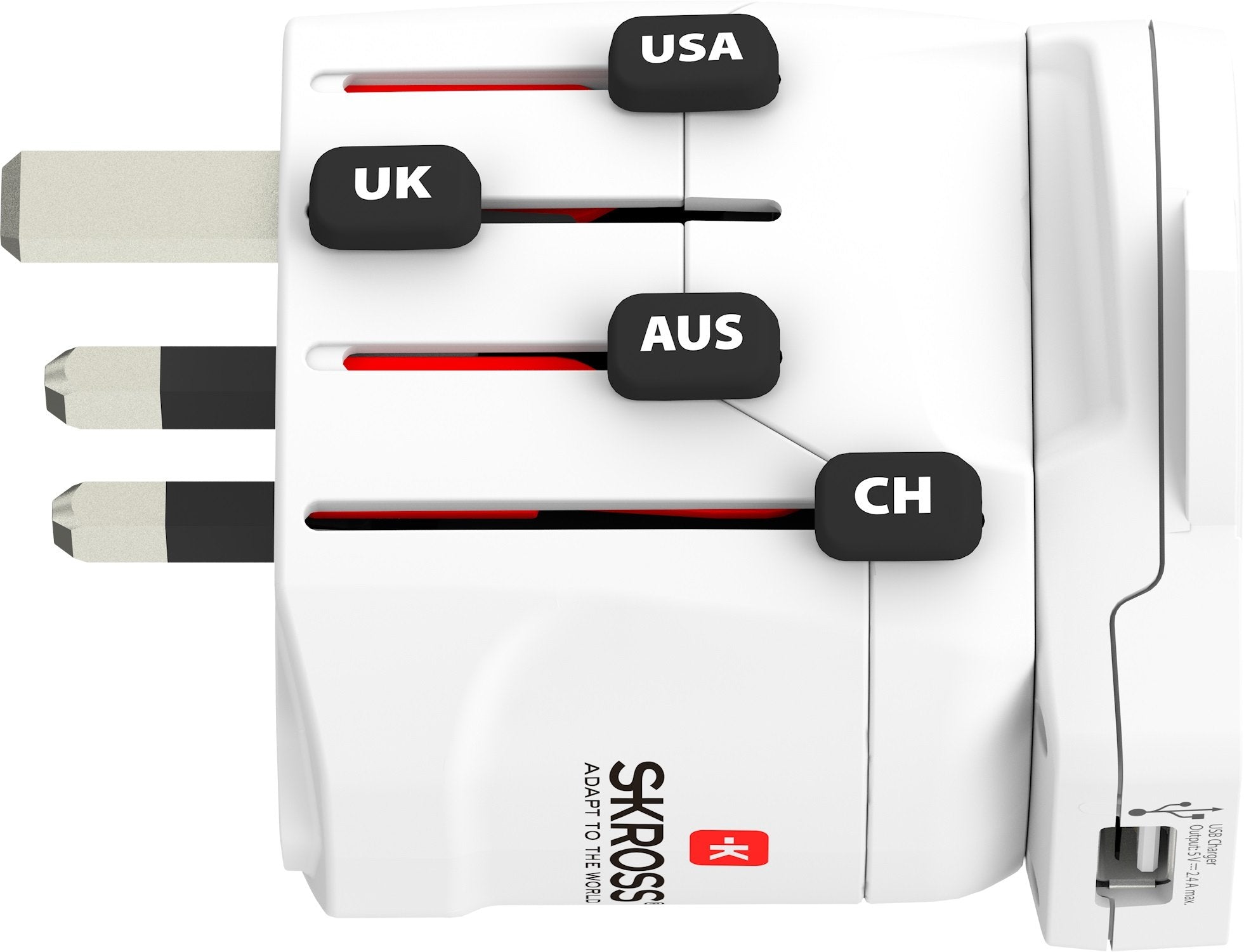 SKROSS - World Travel Adapter with Ground Plugs 6.3A, World to Europe USB 2.4 on top - flash vidéo