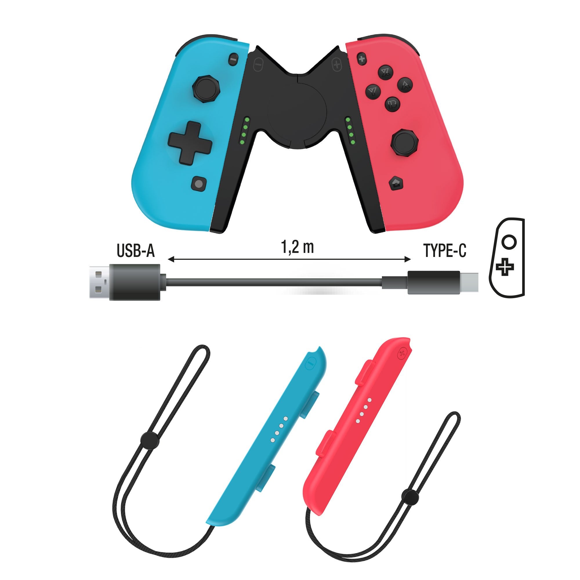 Manettes JoyCon Duo Pro Pack pour Nintendo Switch - Bleu et Rouge - flash vidéo