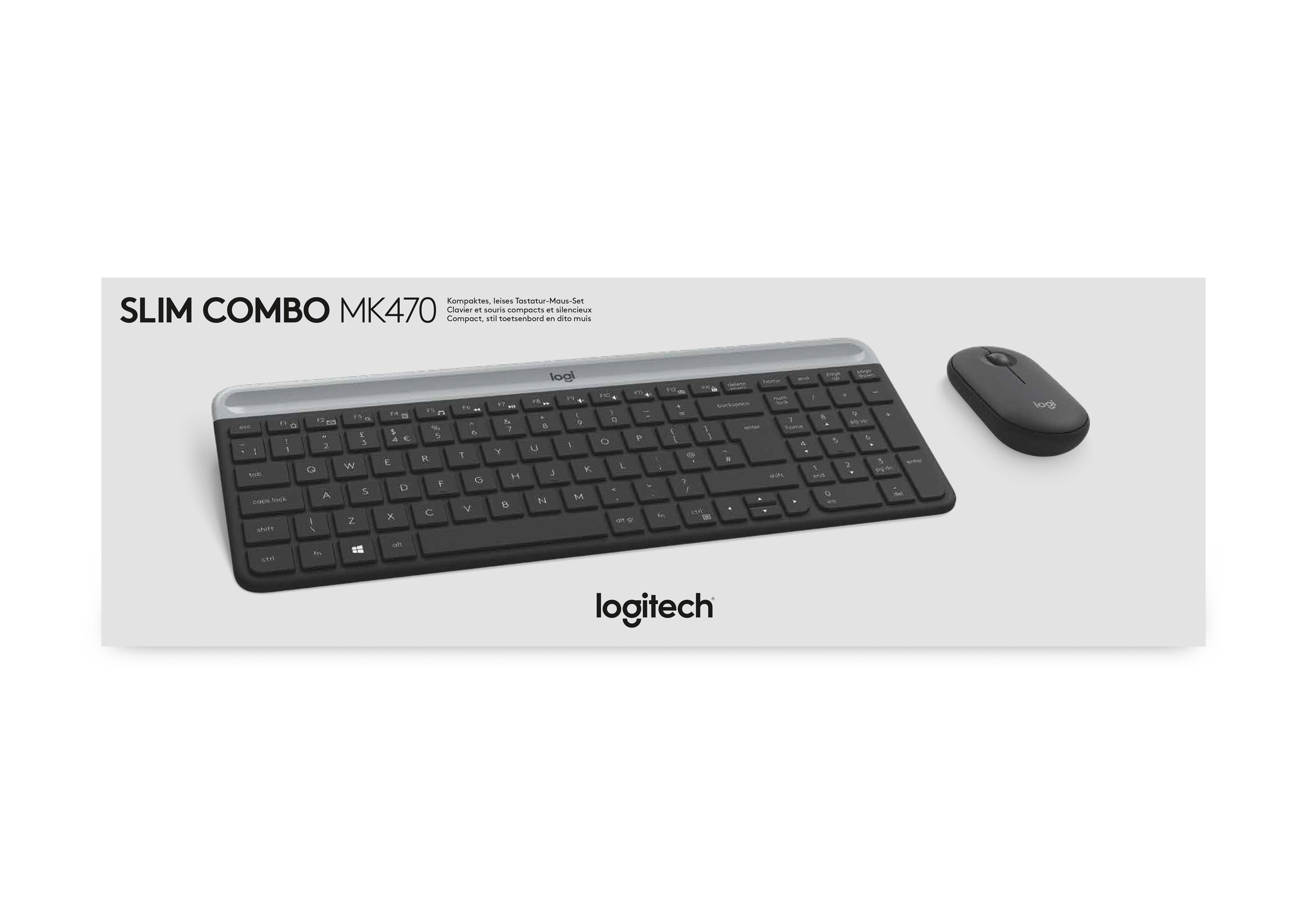 Logitech Ensemble clavier et souris mince sans fil MK470 Gris foncé Azerty BNL - flash vidéo