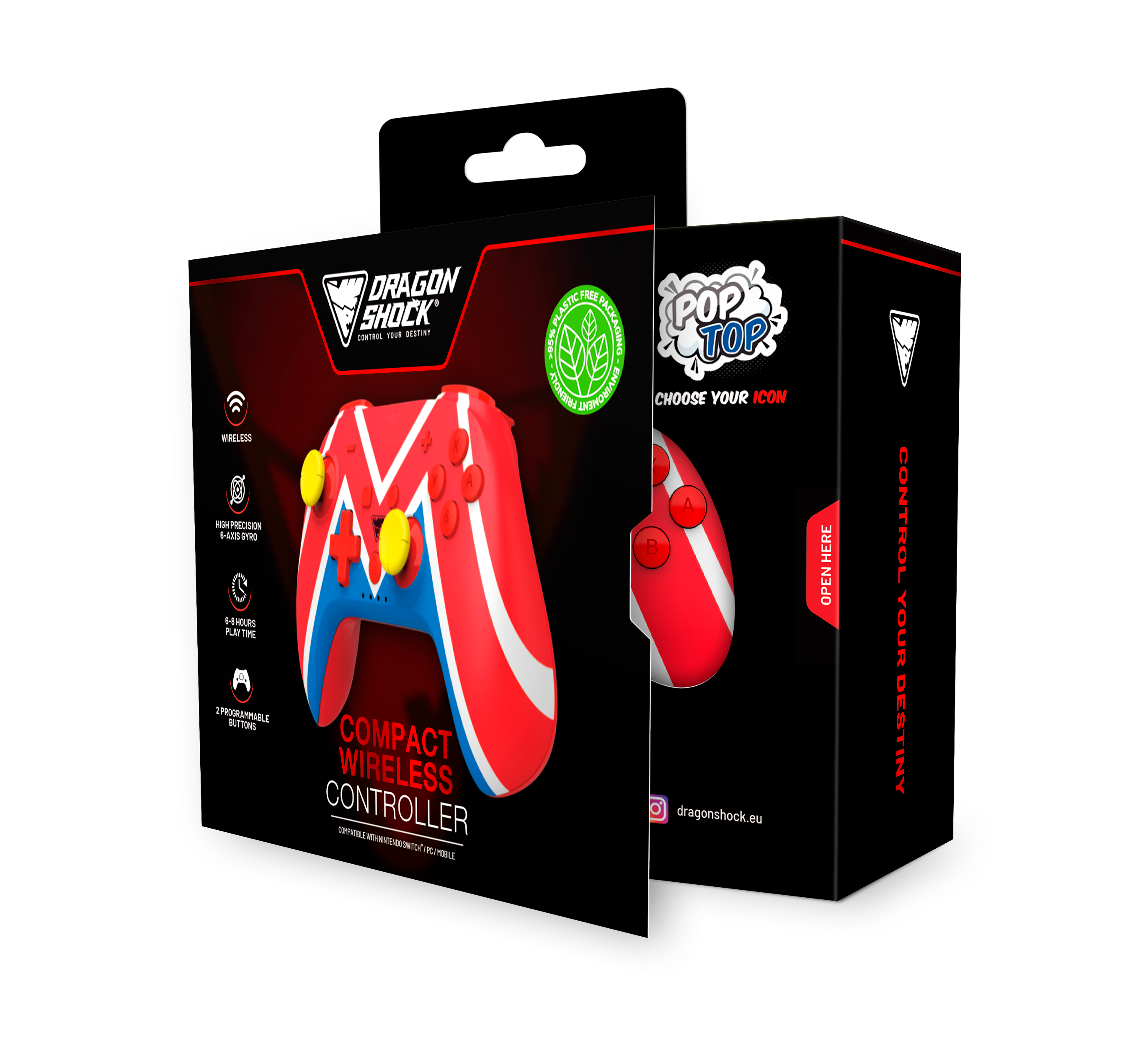 DragonShock - Manette compacte sans fil Bluetooth PopTop M Universe pour Nintendo Switch et Switch OLED - flash vidéo