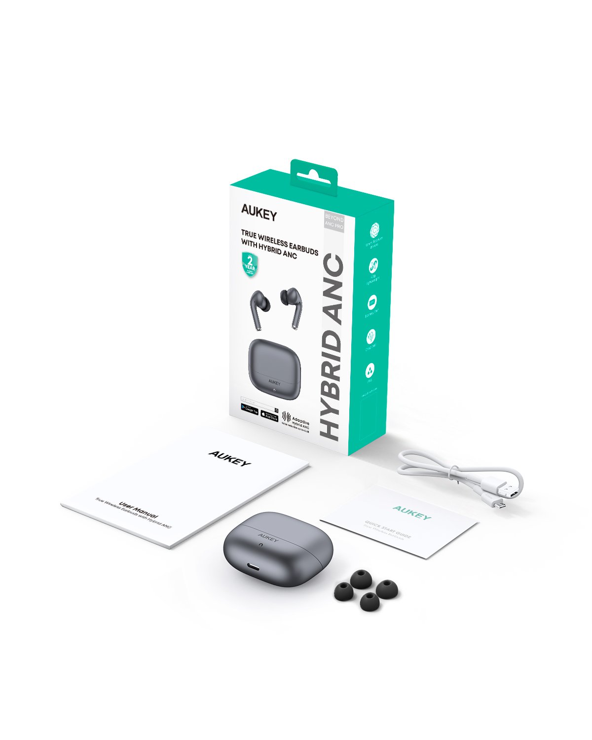 Aukey - Écouteurs sans fil connectés Beyond ANC Pro Noir - flash vidéo