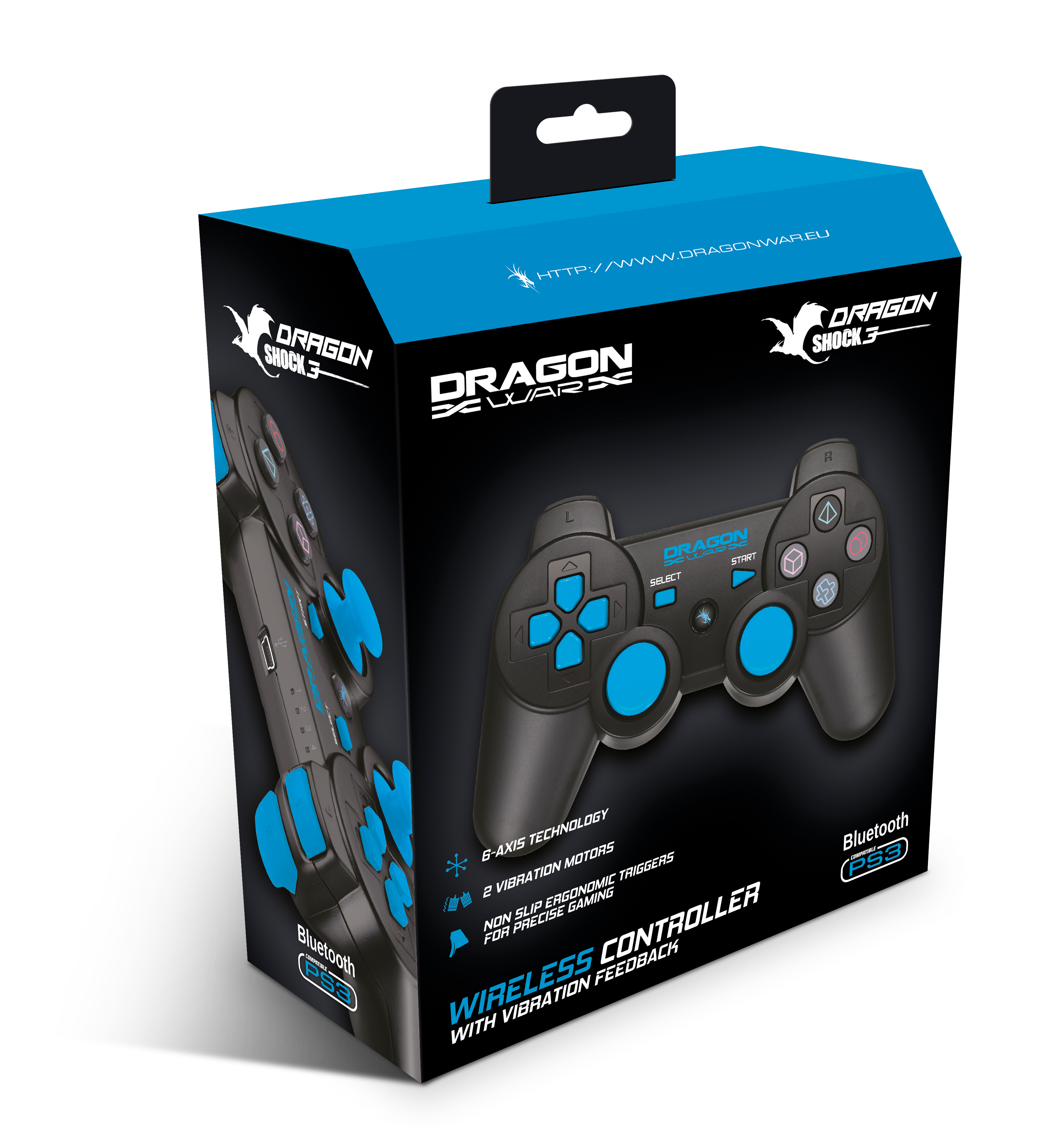 Dragonwar - Manette sans fil Bluetooth Dragon Shock 3 Noire pour PS3 - flash vidéo