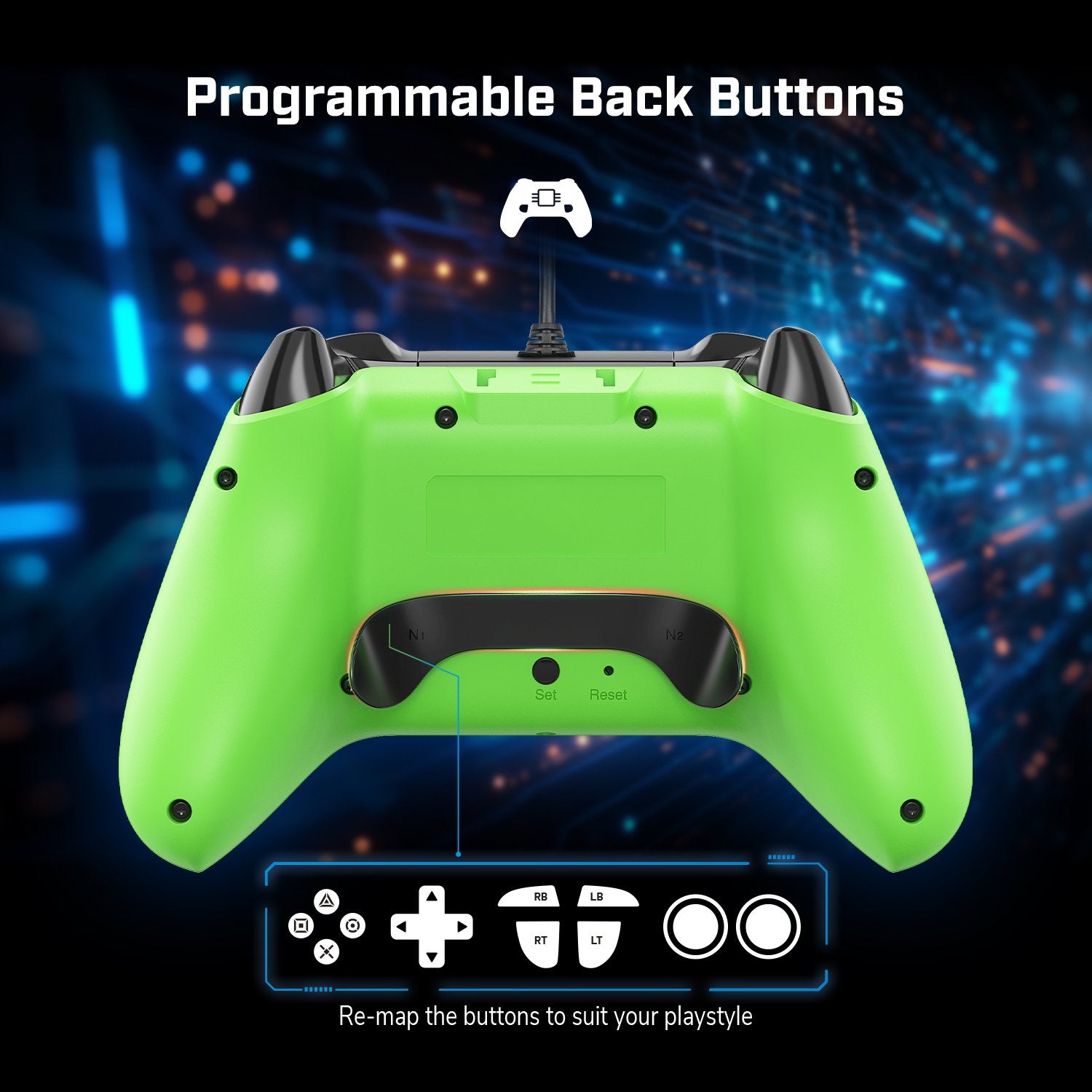 EgoGear - Manette filaire SC10 Verte avec port audio pour casque pour PS4, PS3 et PC - flash vidéo
