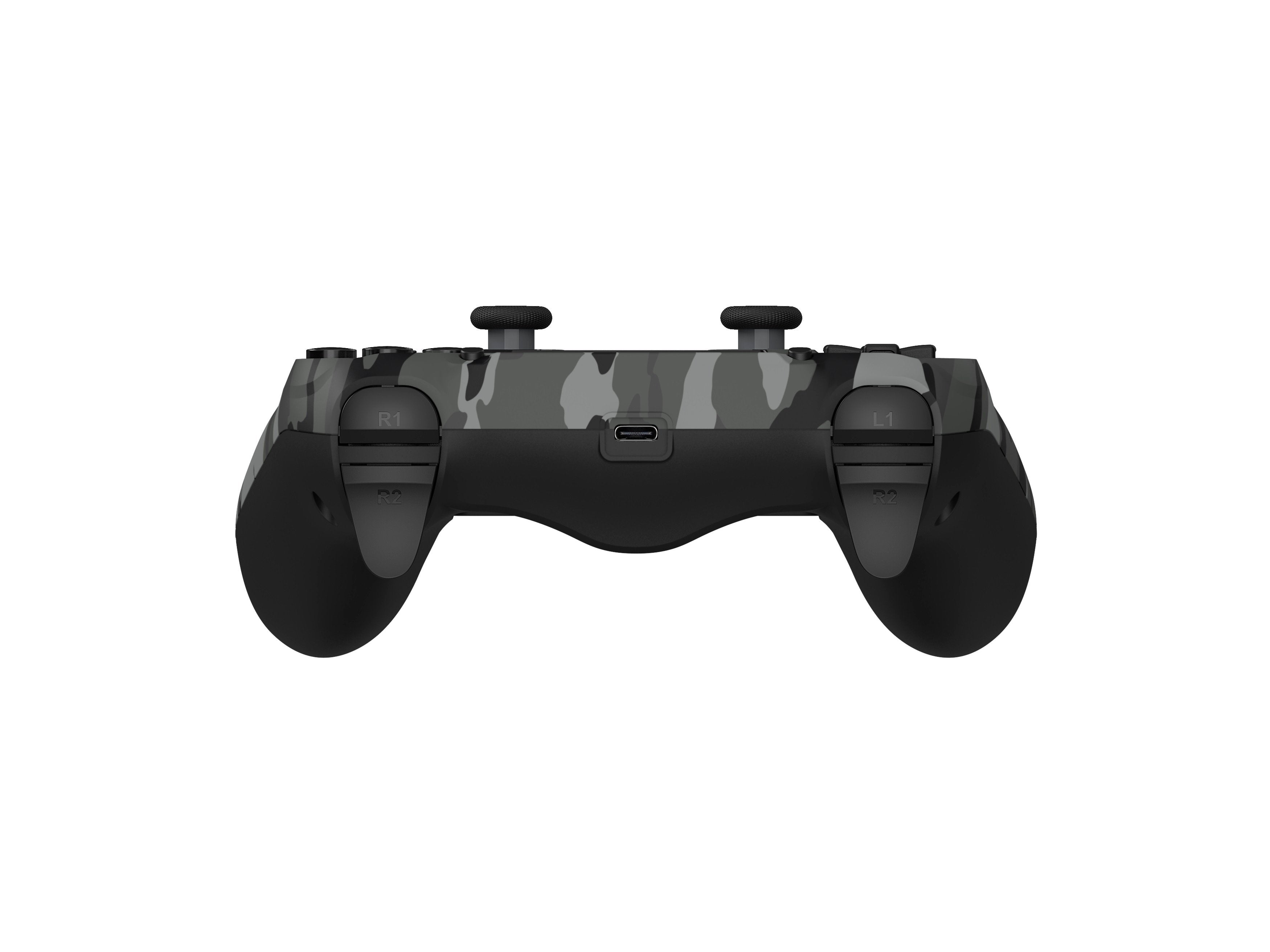 DragonShock - Manette sans fil Bluetooth MIZAR Gris Camouflage pour PS4, PC et Mobile - flash vidéo