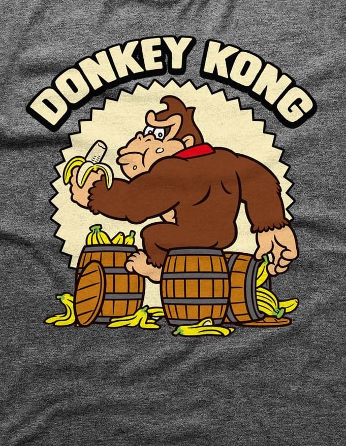 Nintendo - T-Shirt unisexe Chiné foncé Donkey Kong - M - flash vidéo