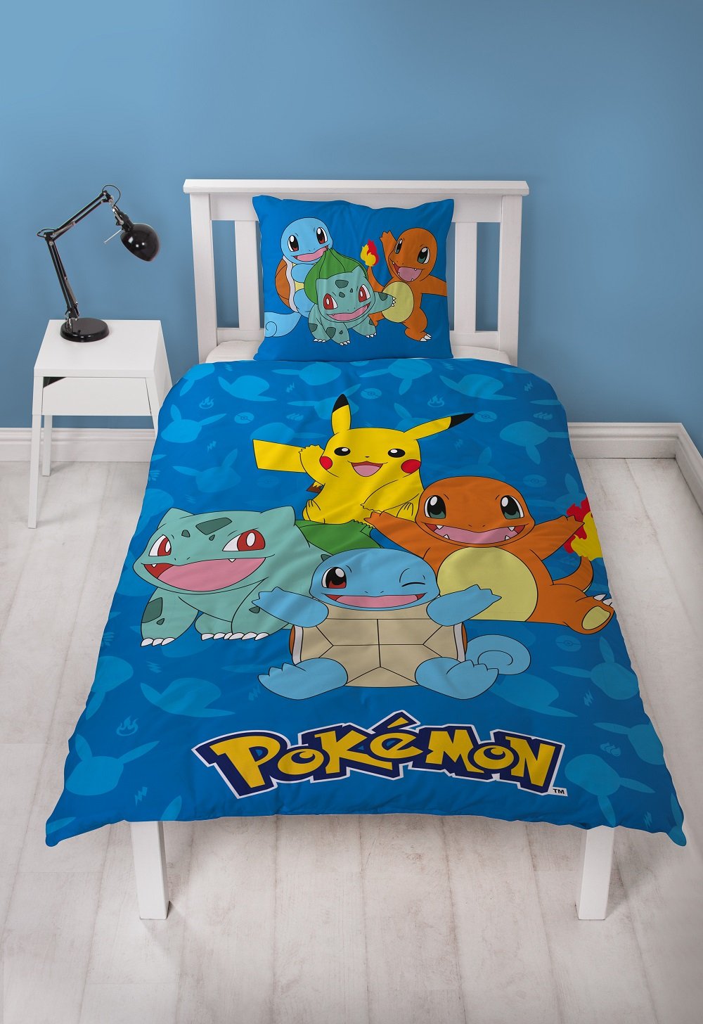Pokémon - Parure de lit en microfibre Pikachu et Starter 1G II (140x200cm + 63x63cm) - flash vidéo