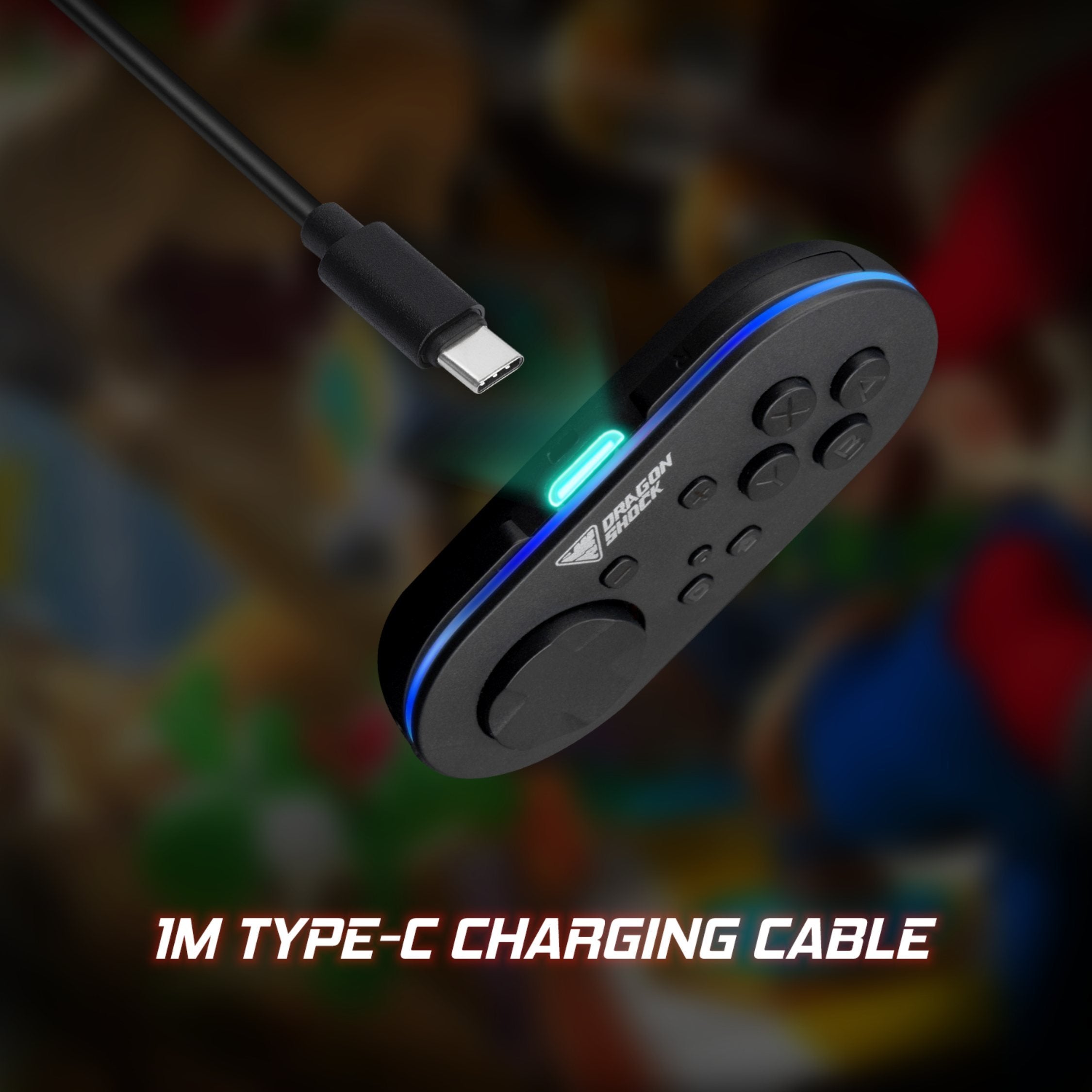 DragonShock - Paire Mini Manettes Sans Fil Glow Fusion et Noire pour Nintendo Switch, Switch OLED, PC, Android et IOS - flash vidéo