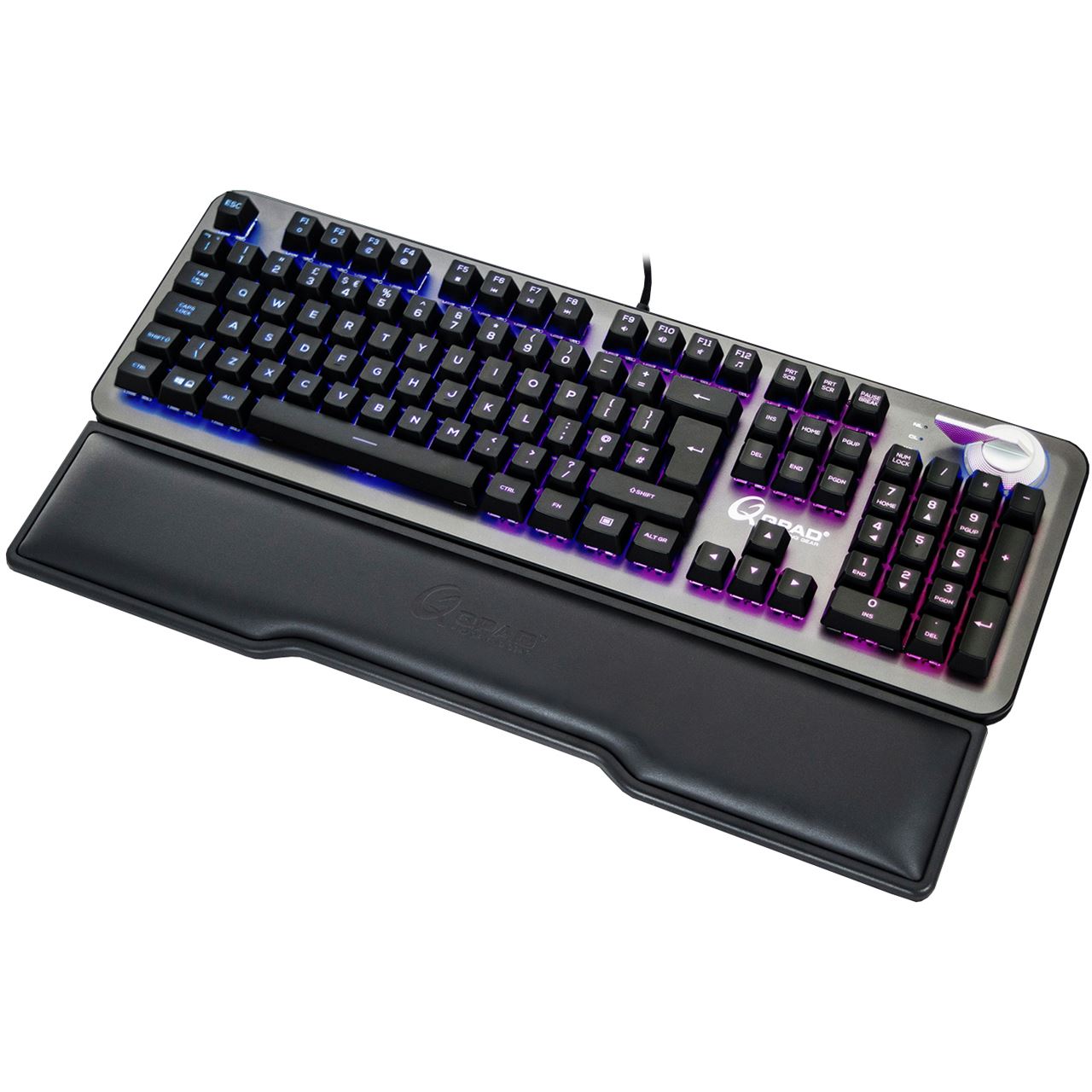 QPAD - MK-95 PRO - Clavier gaming mécanique à commutateur, avec rétro-éclairage RGB et repose-paume - disposition DE - flash vidéo