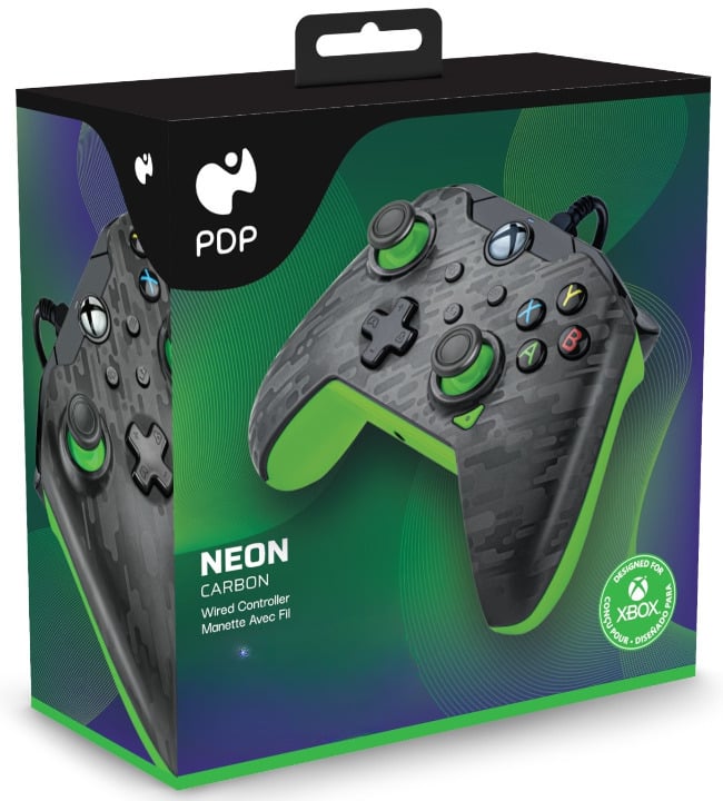 PDP - Manette de jeu filaire Neon Carbon pour Xbox Series X|S, Xbox One et Windows 10 - flash vidéo