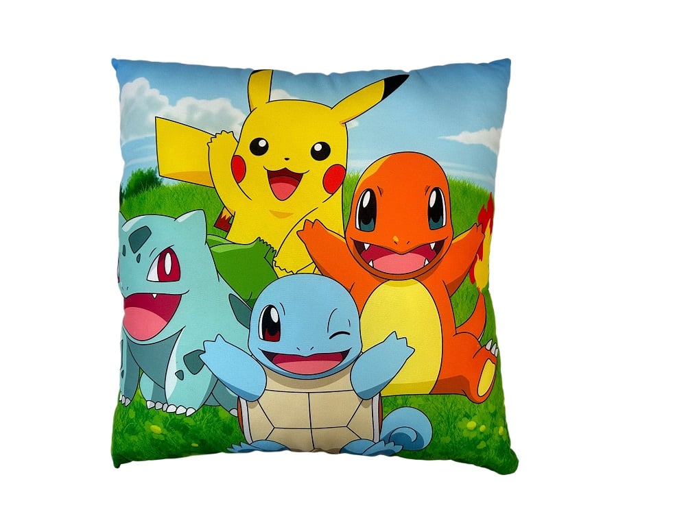 Pokémon - Coussin double face Pikachu et Starter 1G (40x40cm) - flash vidéo