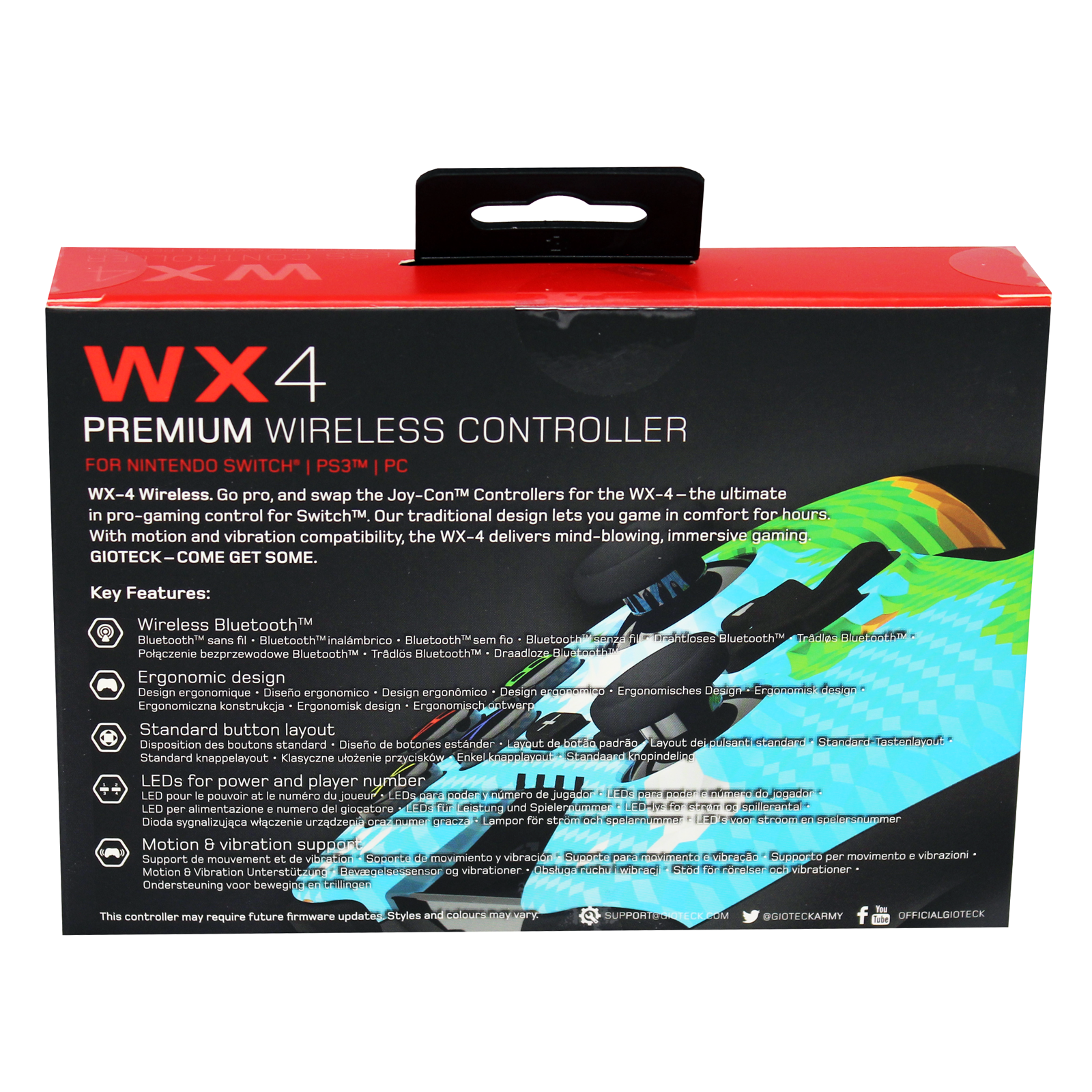 Gioteck - Manette sans fil premium WX4 Edition "Aventure" pour Nintendo Switch, PS3 et PC - flash vidéo