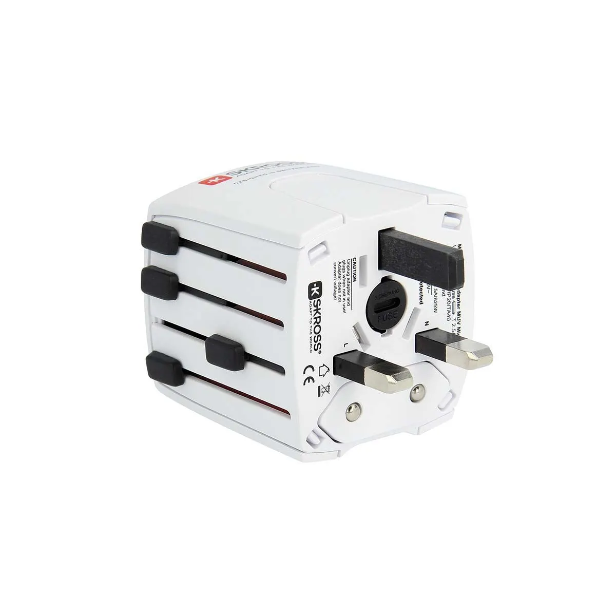 Skross - Adaptateur de voyage MUV PRO 2 pôles + 1 USB charge rapide + 1 Type-C 2500 mA Blanc - flash vidéo