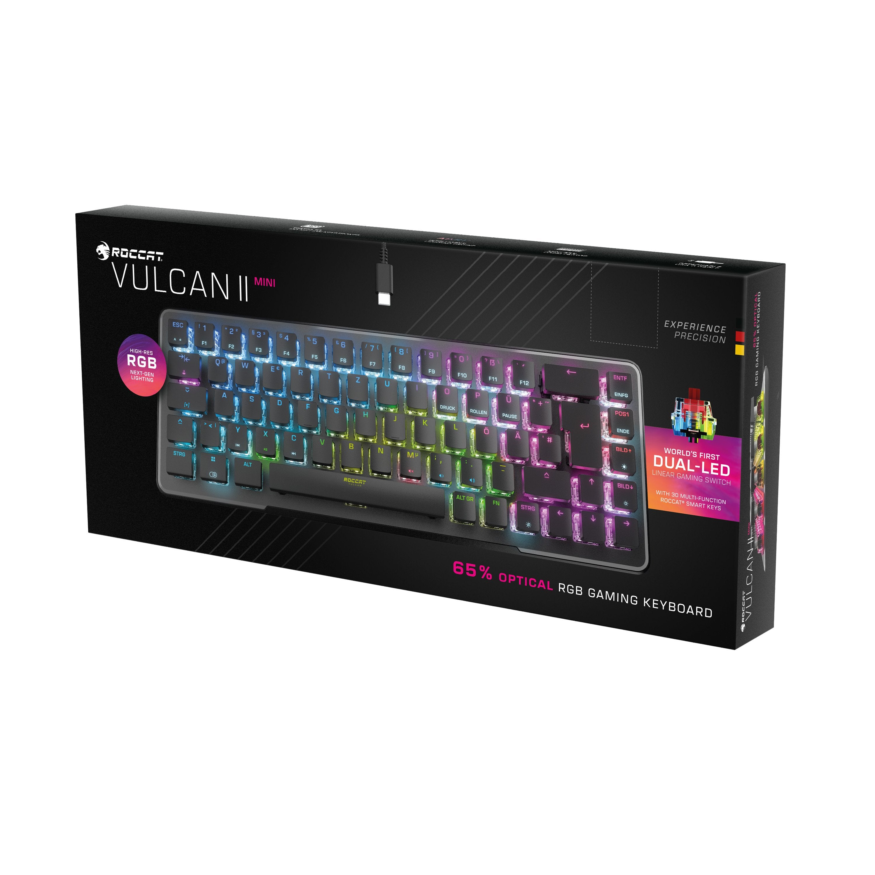 Turtlebeach - Clavier de jeu mécanique optique Vulcan II Mini Noir avec éclairage RGB - Disposition AZERTY française - flash vidéo