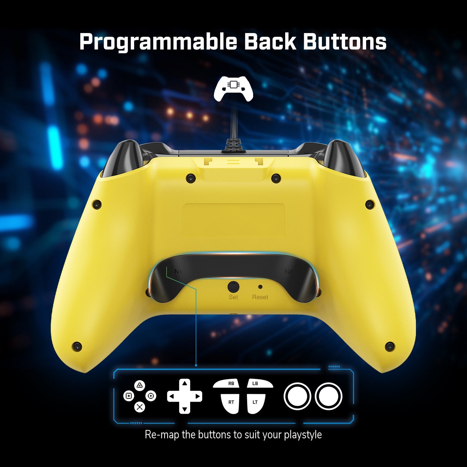 EgoGear - Manette filaire SC10 Jaune avec port audio pour casque pour PS4, PS3 et PC - flash vidéo