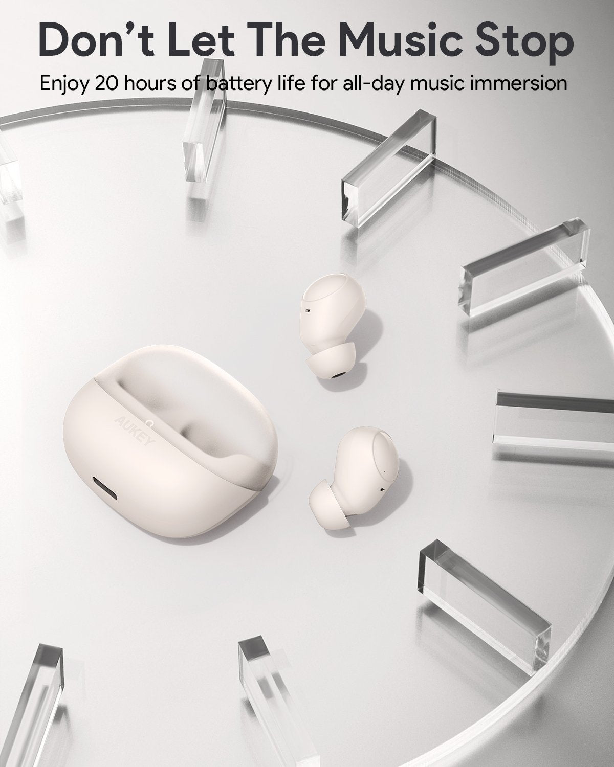 Aukey - Écouteurs sans fil connectés ultra-compacts Blanc EP-M3A - flash vidéo