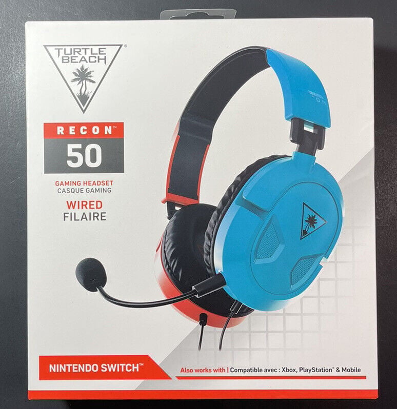 Turtle Beach - Casque de jeu filaire Recon 50 Rouge et Bleu Néon pour Nintendo Switch, Xbox Series X|S, Xbox One, PS5, PS4, PC, Mac et Mobile - flash vidéo