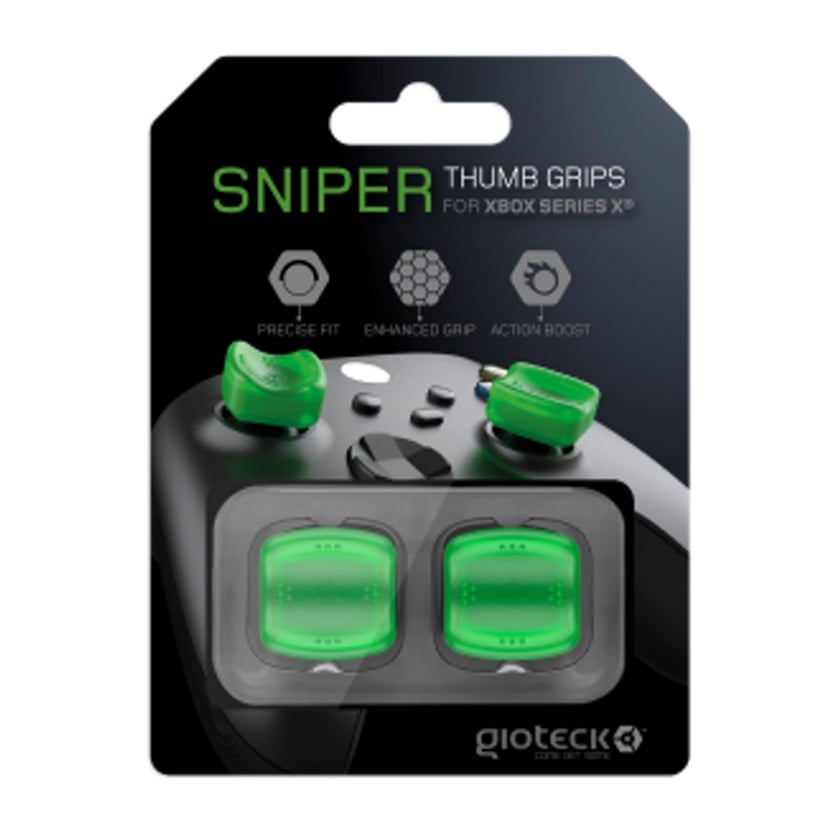 Gioteck - Reposes Pouce (Thumb Grips) Sniper Vert translucide pour Xbox Series - flash vidéo
