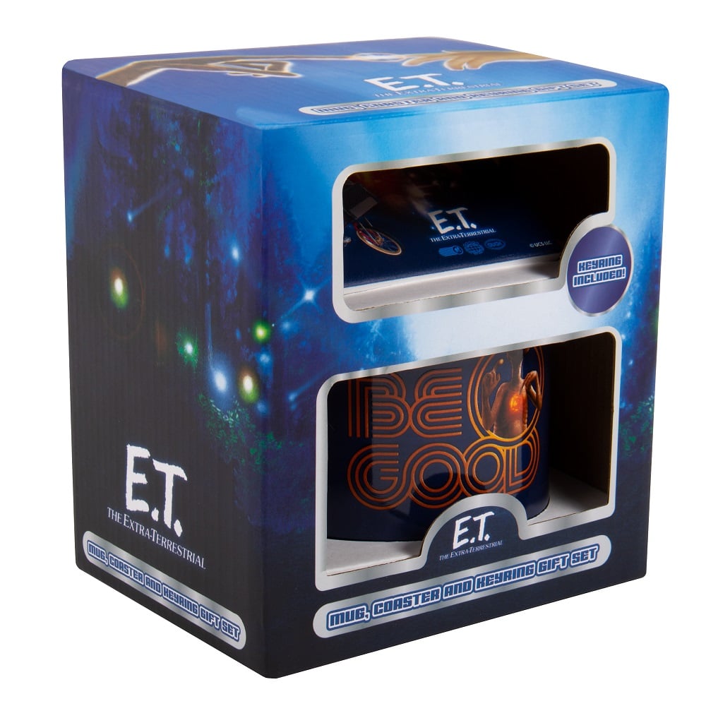 E.T., l'extra-terrestre - Coffret cadeau mug, dessous de verre et porte-clés - flash vidéo