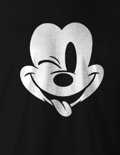 Disney - T-Shirt Noir Enfant Mickey Mouse faisant un clin d'oeil - 8 ans - flash vidéo