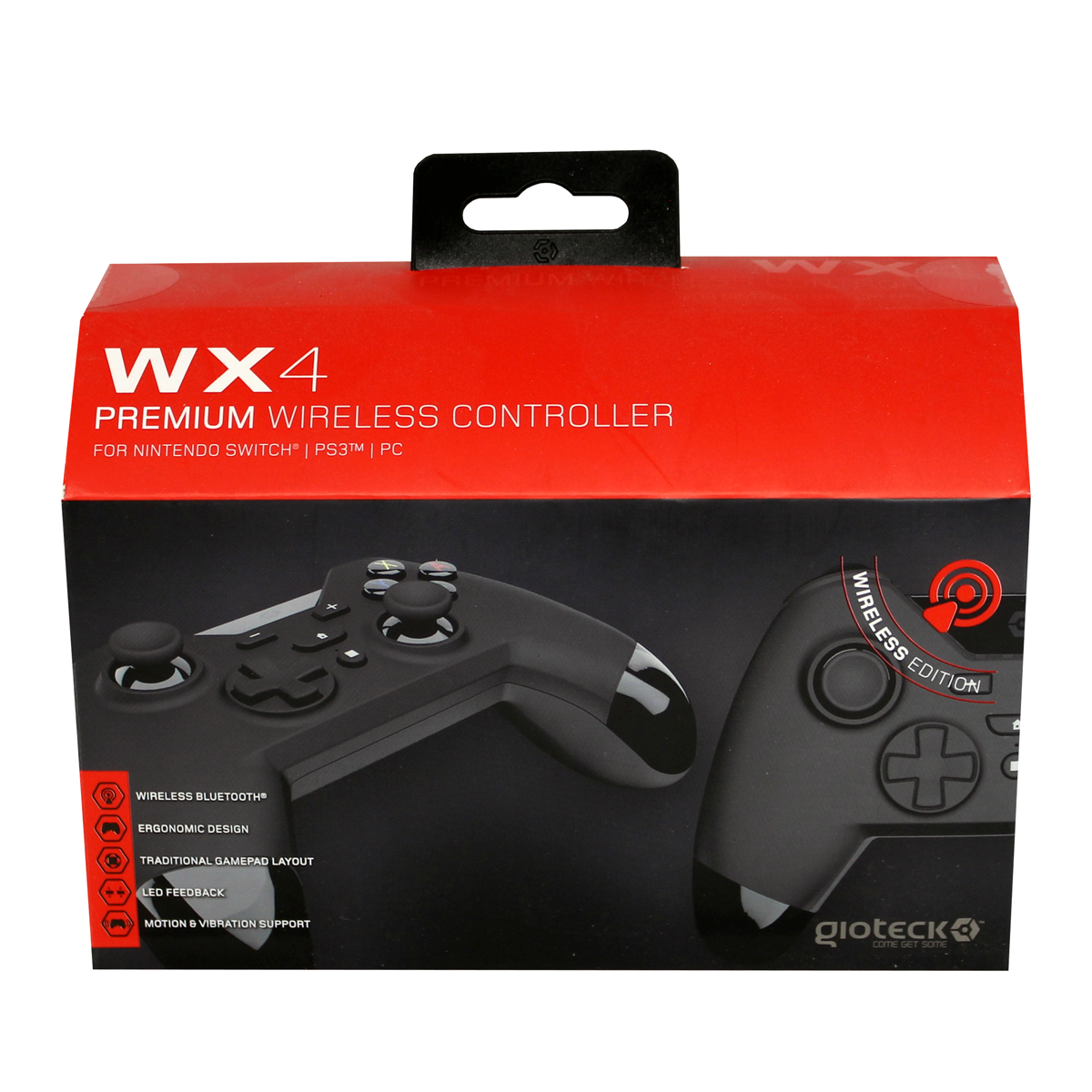 Gioteck - Manette sans fil premium WX4 Noir pour Nintendo Switch, PS3 et PC - flash vidéo