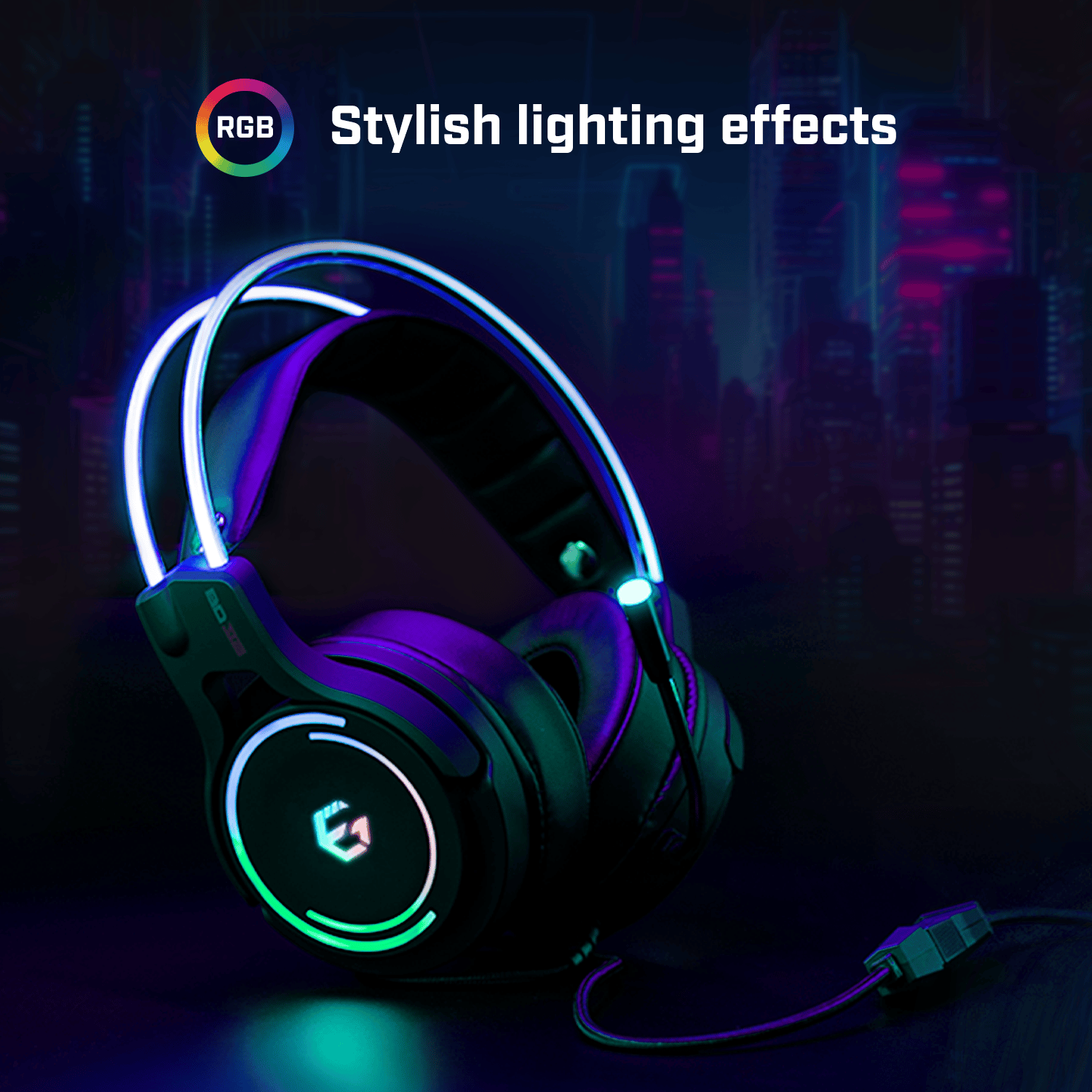EgoGear - Casque de jeu filaire RGB premium SHS50 pour PC, PS5, PS4, Xbox Series X|S, Xbox One et Mobile - flash vidéo