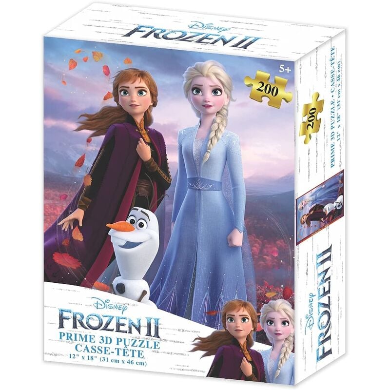 Disney - Puzzle lenticulaire La Reine des neiges 2 Elsa, Anna et Olaf 200 pcs 46x31 cm - flash vidéo