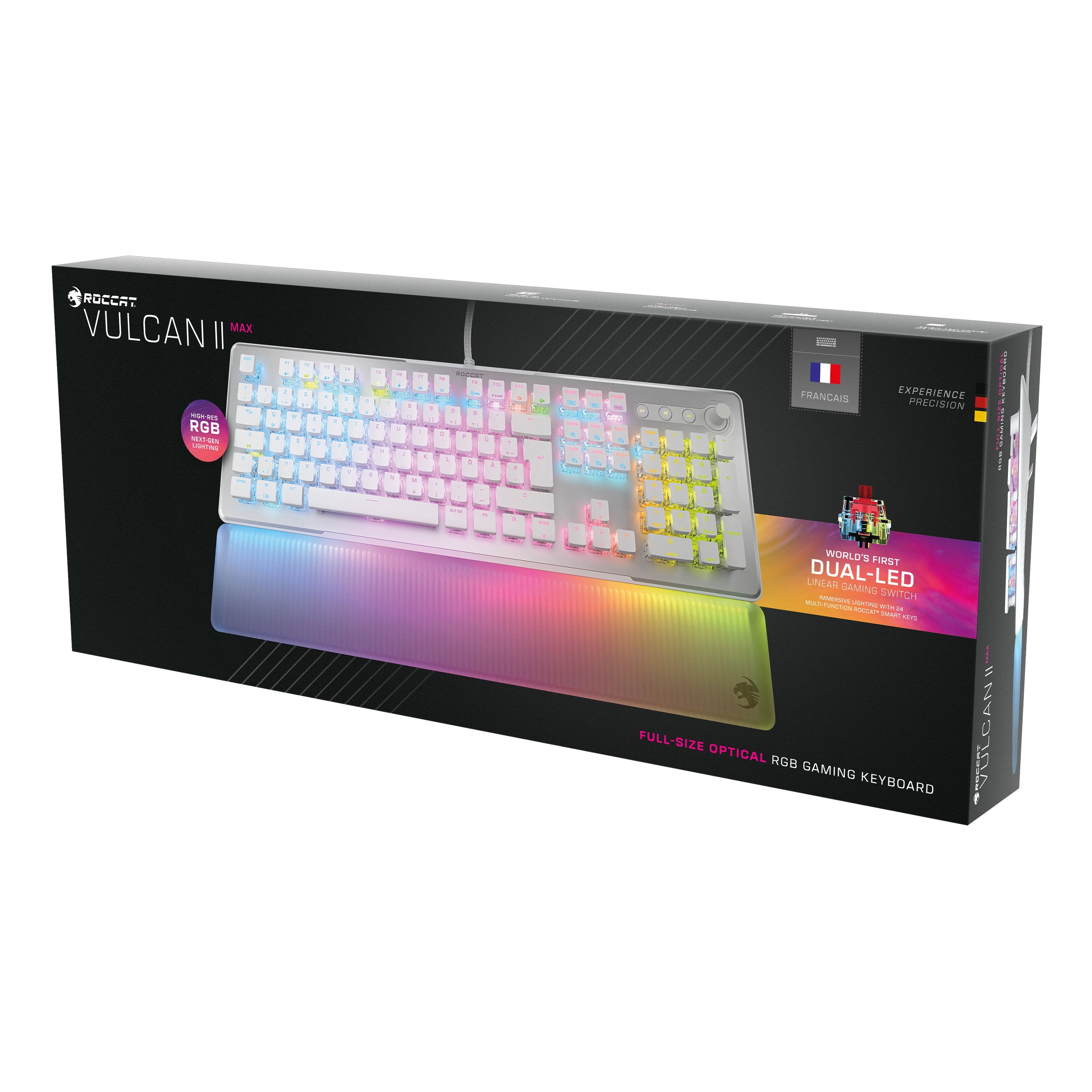 Turtlebeach - Clavier de jeu RGB optique Vulcan II Max Blanc - Disposition Azerty FR - flash vidéo