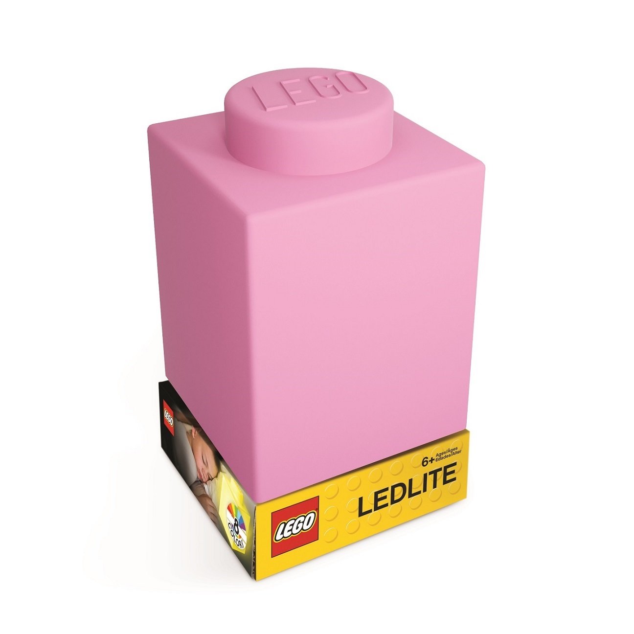 Veilleuse LED en silicone brique Lego - Rose - flash vidéo