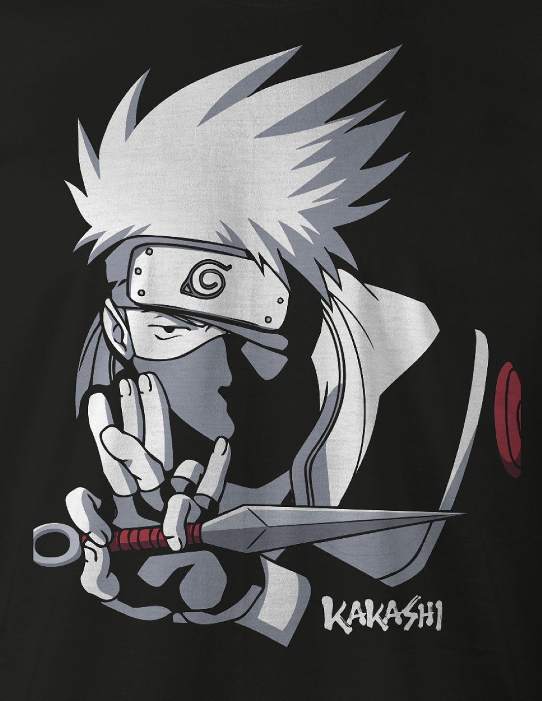Naruto - T-shirt Noir Kakashi - L - flash vidéo