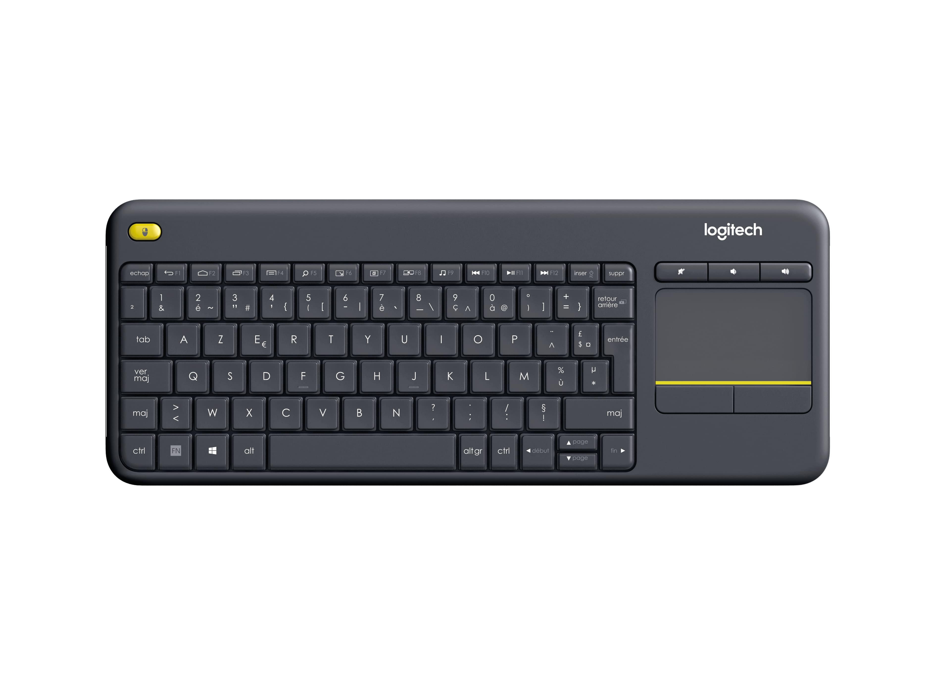 Logitech Clavier tactile professionnel sans fil K400+ Noir Azerty BE - flash vidéo