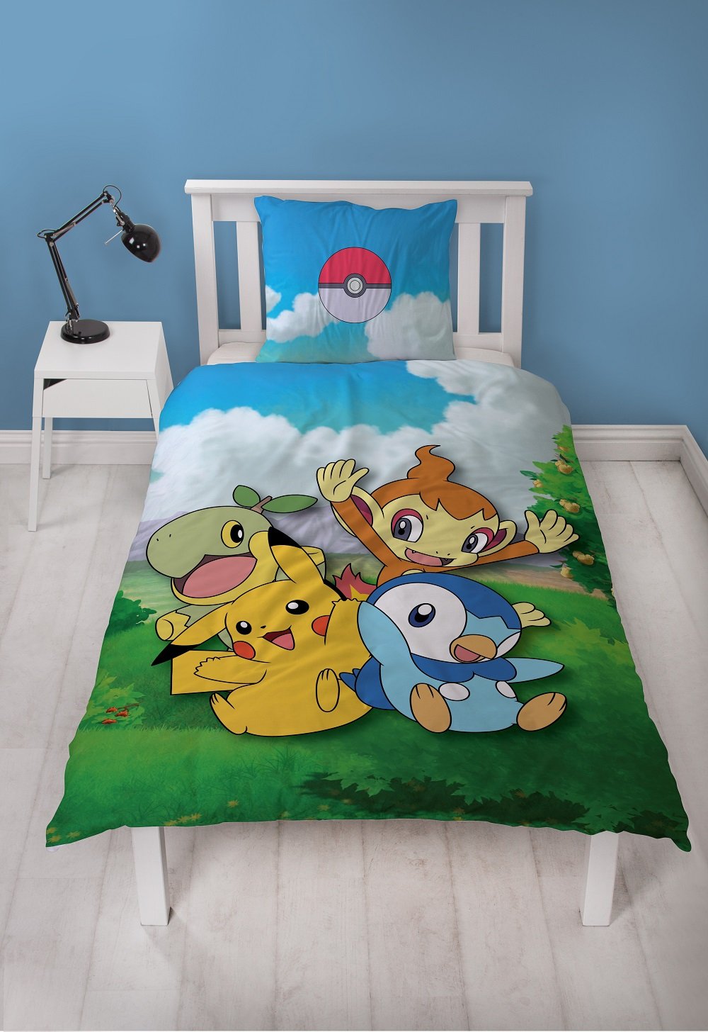 Pokémon - Parure de lit en microfibre Pikachu et Starter 4G (140x200cm + 63x63cm) - flash vidéo