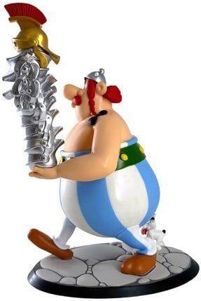 Astérix - Figurine d'Obélix avec une pile de casques - flash vidéo