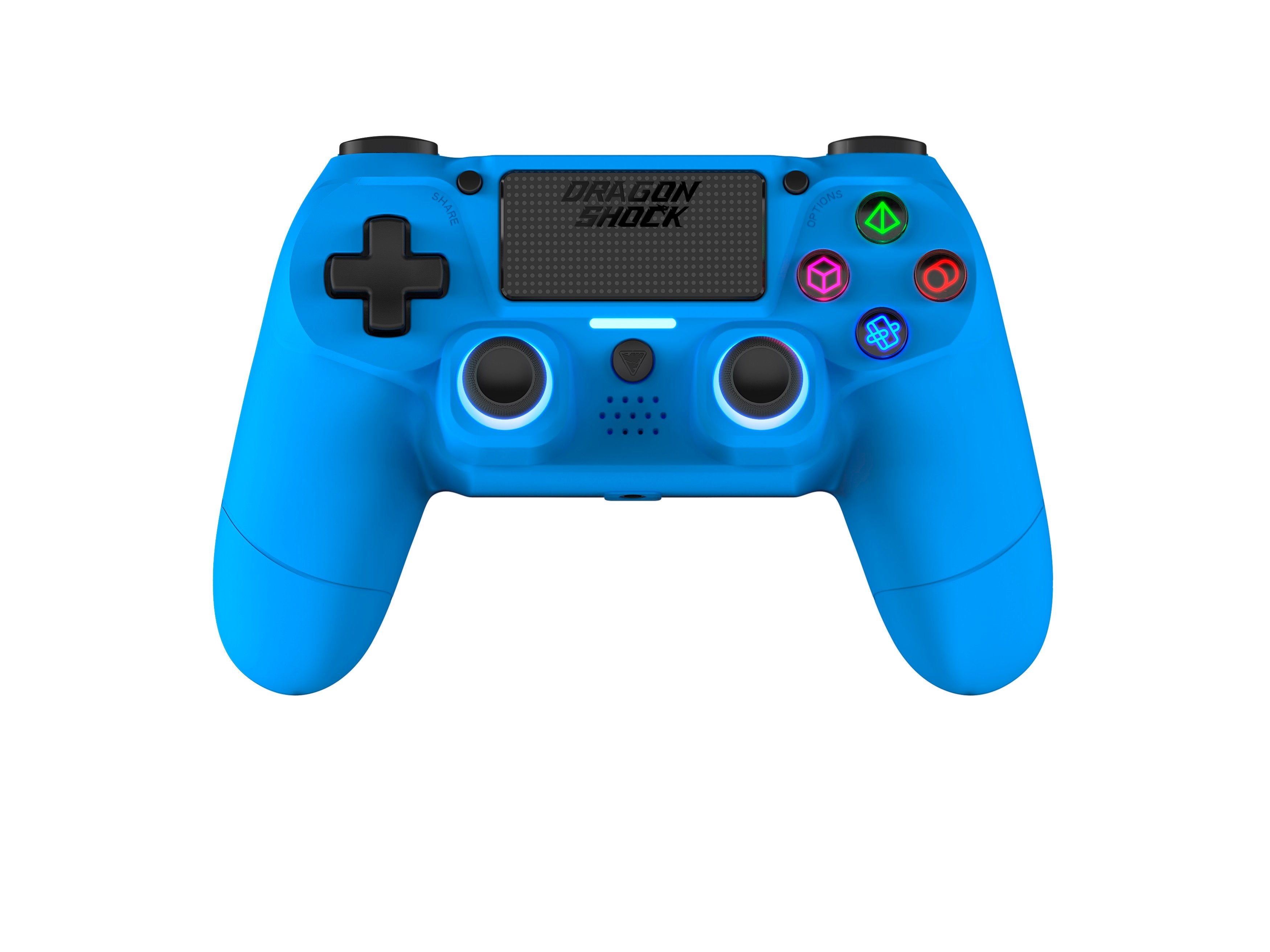 DragonShock - Manette sans fil Bluetooth MIZAR Bleue pour PS4, PC et Mobile - flash vidéo
