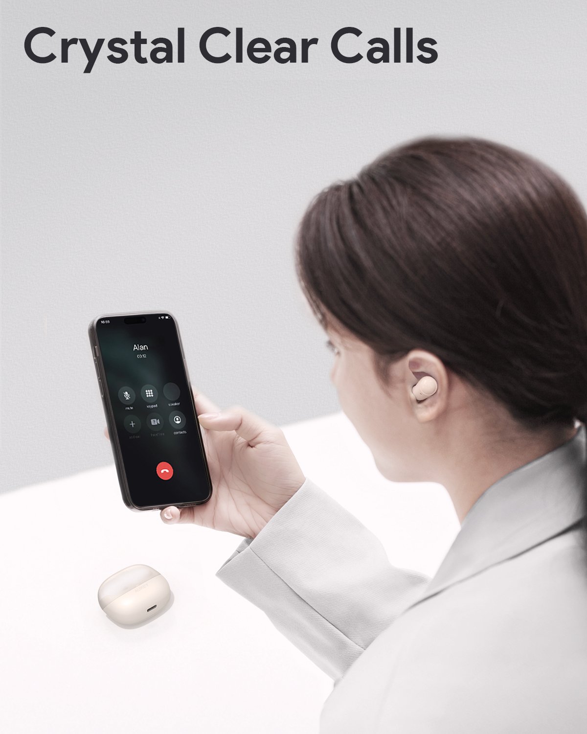 Aukey - Écouteurs sans fil connectés ultra-compacts Blanc EP-M3A - flash vidéo