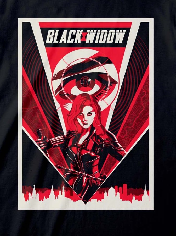 Marvel - T-shirt unisexe Noir Poster du film Black Widow - M - flash vidéo