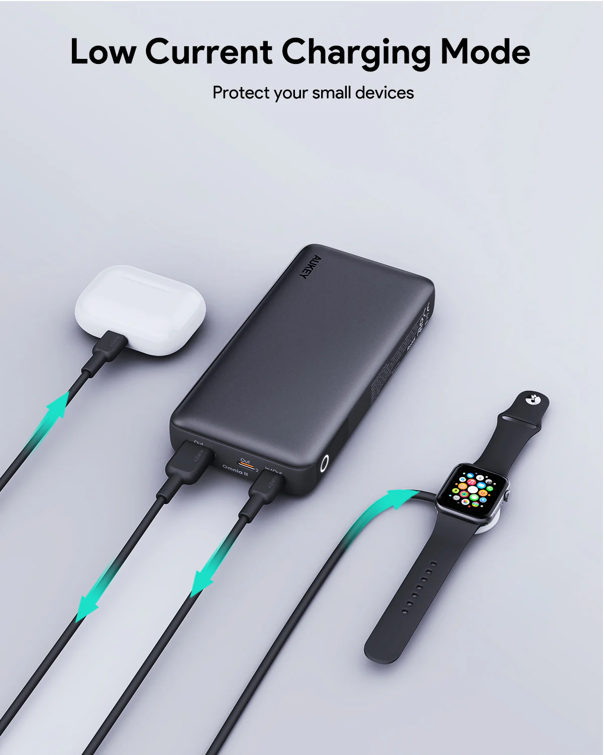 Aukey - Power Bank Noire SprintX 20000mAh 30W Charge rapide - flash vidéo