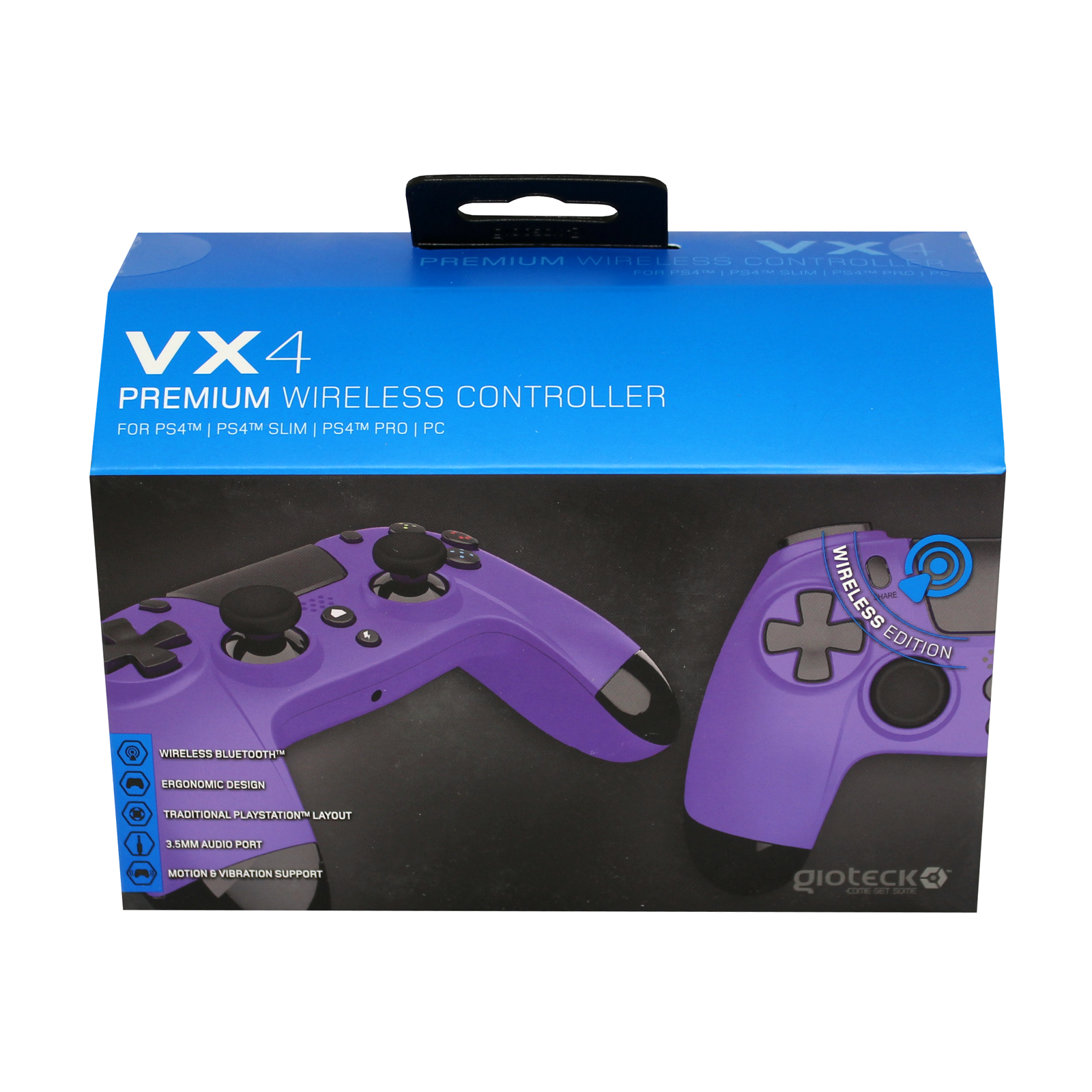 Gioteck - Manette sans fil premium VX4 Mauve pour PS4 et PC - flash vidéo