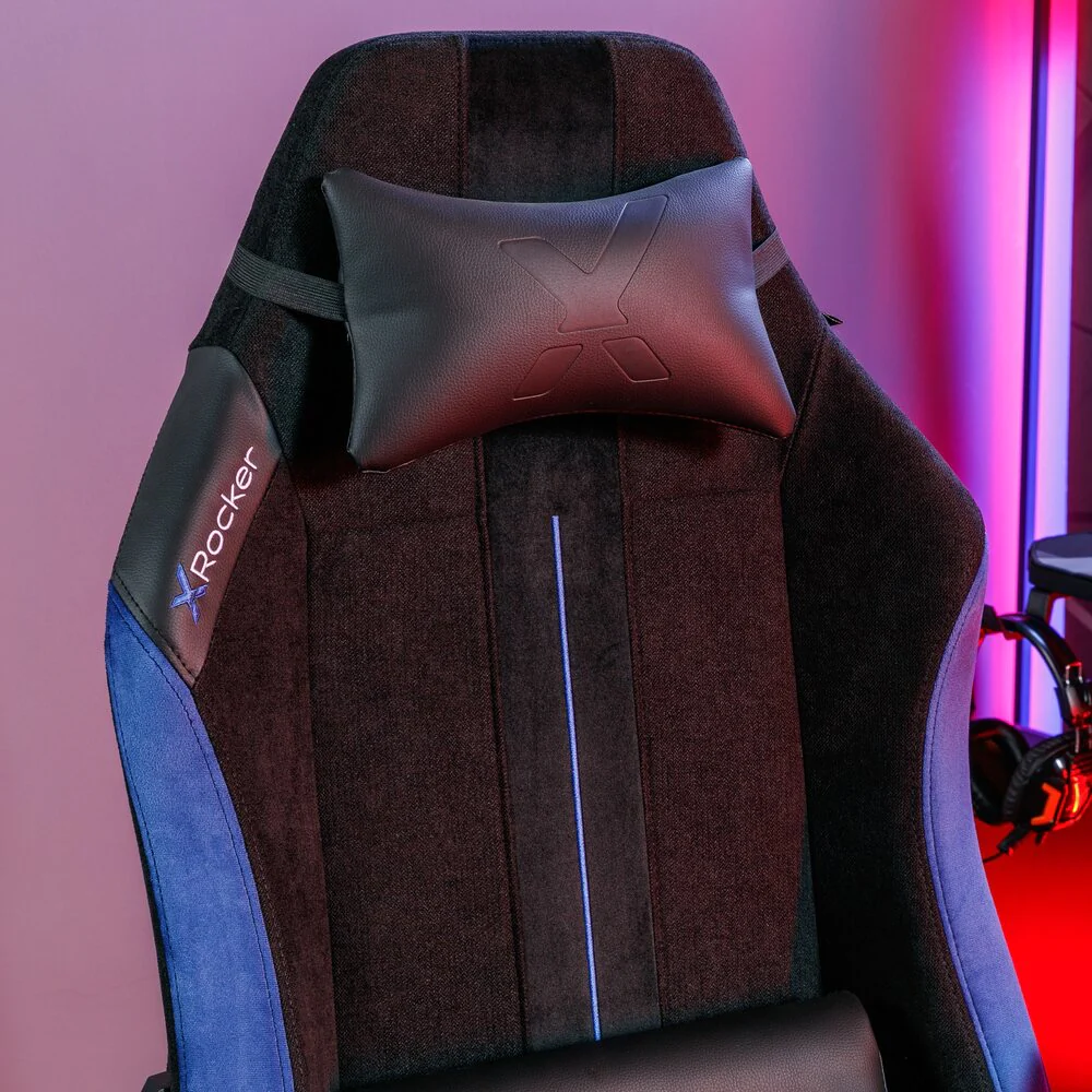 X Rocker - Chaise de bureau ergonomique Onyx Noire/Bleu - flash vidéo